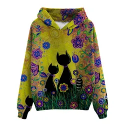 Hoodie met kattenprint - sweater met lange mouwenHoodies & Truien
