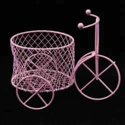 Vintage driewieler - ijzeren fiets met mand - opbergdoos - woondecoratieDecoratie
