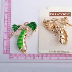 Groene erwten met parels - kristallen brocheBroches