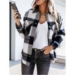 Vintage plaid shirt with long sleeves and buttons - jacketBlouses & shirts