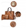 Fashionable leather handbag - crossbody - small clutch bag - hemp logo - 3 pieces setSets