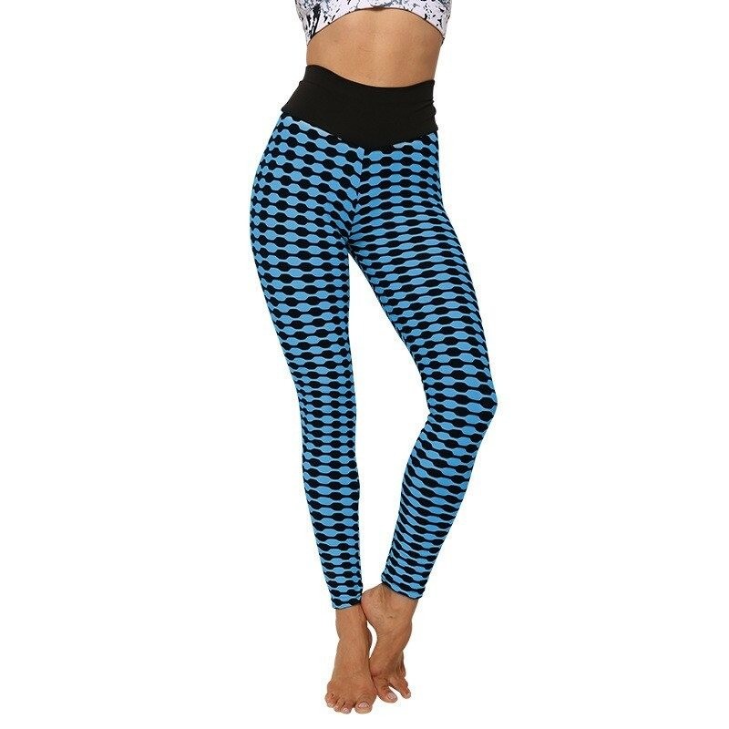 Rekbare lange legging - slankmakend - met roosterprint - fitness - yogaFitness