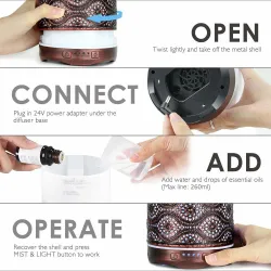 Air humidifier - essential oils diffuser - 7 colors - night light - 260mlHumidifiers