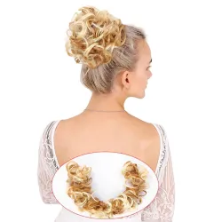 Elastische scrunchie - krullend synthetisch haar - knot - paardenstaart - haarverlengingPruiken