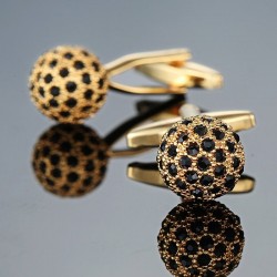 Gouden bal met zwarte kristallen - manchetknopen - 2 stuksManchetknopen