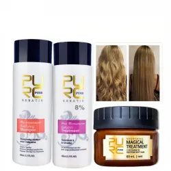 Ontkrullen en herstellen van beschadigd haar - Braziliaanse keratine behandeling - shampoo - conditioner - masker - 3 stuksHaar