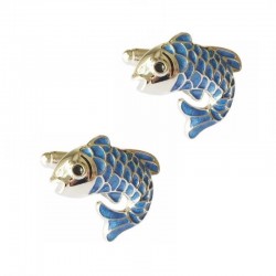 Manchetknopen met blauwe vis - 2 stuksManchetknopen