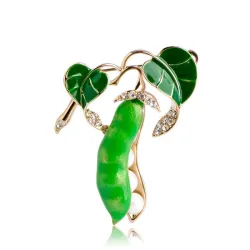 Groene erwten met parels - kristallen brocheBroches