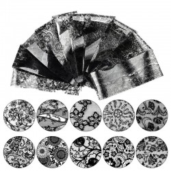 Nailart stickers - zwart & wit bloem & kant - 10 - 50 stuksNagelstickers