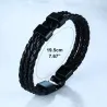 Gevlochten leren armband - roestvrijstalen bedels - op maat gemaakte namenArmbanden