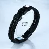Gevlochten leren armband - roestvrijstalen bedels - op maat gemaakte namenArmbanden