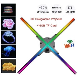 3D hologram projector - display - ventilatorbladen - 576 LED - WiFi / pc-bediening - 56 cmPodium- en evenementenverlichting