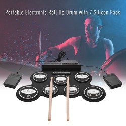 Digitaal elektronisch drumstel - 7-Pad - USB oprolbare siliconen drumpad - met drumstokken / voetpedalenMuziek Instrumenten