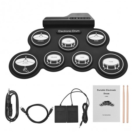 Digitaal elektronisch drumstel - 7-Pad - USB oprolbare siliconen drumpad - met drumstokken / voetpedalenMuziek Instrumenten