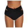 Badpakshort voor dames - bikinibroekje - hoge taille - gekruist design - polyesterZwemmen