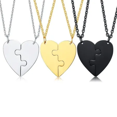 Hart hanger met ketting - custom made gegraveerde naam - 2 stuksHalskettingen