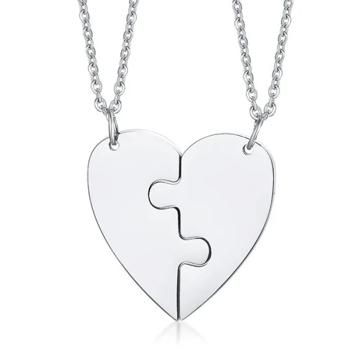 Hart hanger met ketting - custom made gegraveerde naam - 2 stuksHalskettingen