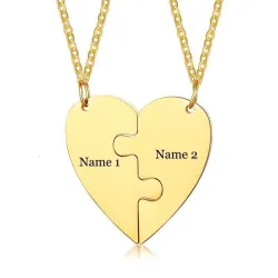 Hart hanger met ketting - custom made gegraveerde naam - 2 stuksHalskettingen