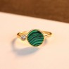 Modieuze gouden ring met groene malachiet en kristal - 925 sterling zilverRingen