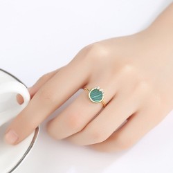 Elegante ring met malachiet en zirkonia - 925 sterling zilver - aanpasbaarRingen