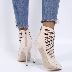 Suede studded pumps - high heels with a back zipperPumps