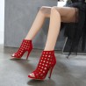 Hollow-out high heel pumps - ankle sandals - with a back zipperPumps