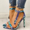 High heel sandals - snake skin design - open toe - with ankle strapSandals