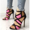 Sexy high heels - open toe - with ankle strap - crossed straps designPumps