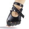 Half finger leather gloves - with rivets & buckle - Rock / Punk styleGloves