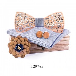 Manchetknopen - zakdoek - vlinderdas - reversbloem - nekband - houten setStrikjes - stropdassen