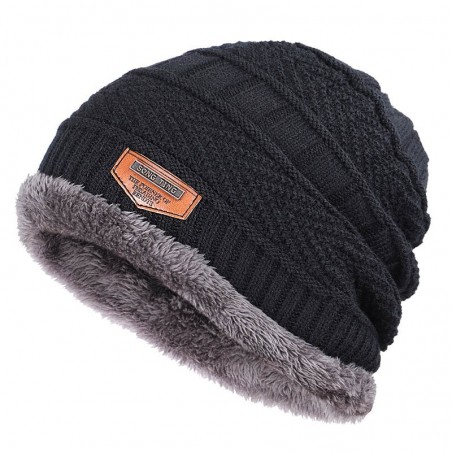 Knitted warm hat - with thick plush inside - unisexHats & Caps