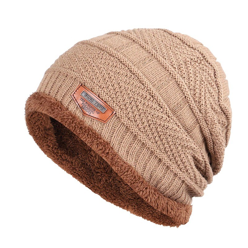 Knitted warm hat - with thick plush inside - unisexHats & Caps