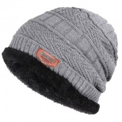 Knitted warm hat - with thick plush inside - unisexHats & Caps