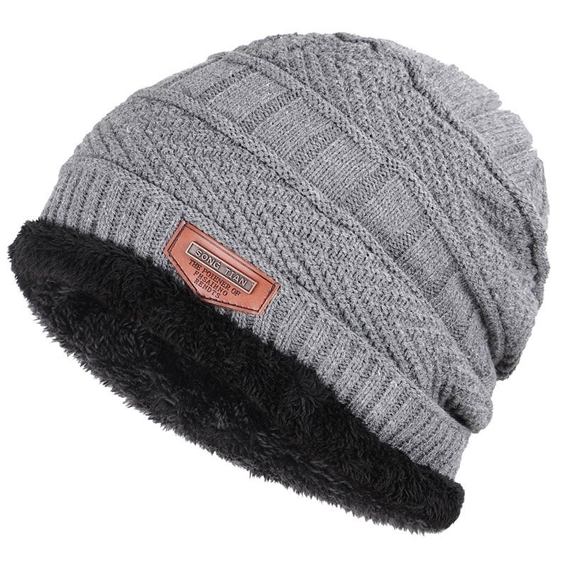 Knitted warm hat - with thick plush inside - unisexHats & Caps