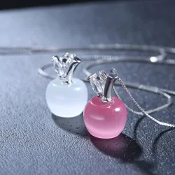 Appelvormige hanger - ketting - 925 sterling zilverHalskettingen