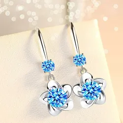 Kristallen bloemen - oorbellen met haakjes - 925 sterling zilverOorbellen