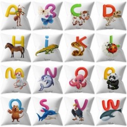 Kussenhoes - enkelzijdig - Engels alfabet met dieren - 45 * 45cmKussenslopen