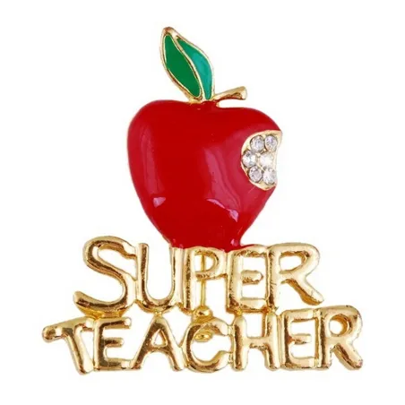 SUPER LERAAR - rood gebeten appel met kristallen - brocheBroches