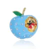 Blauw gebeten appel met kristallen - brocheBroches