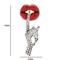 Kristallen hand met rode lippen - sexy brocheBroches