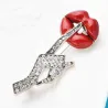 Kristallen hand met rode lippen - sexy brocheBroches