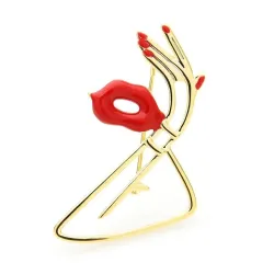 Sexy rode lippen met hand - brocheBroches