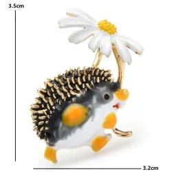 Egel met een bloem - brocheBroches