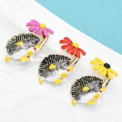 Hedgehog with a flower - broochBrooches
