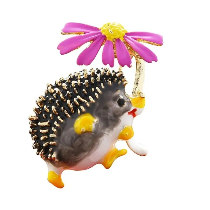Egel met een bloem - brocheBroches