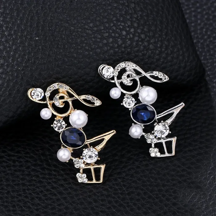 Kristallen muzieknoten - elegante brocheBroches