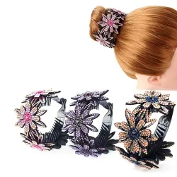 Bloemen haarclip - knot maker - klauw - met sprankelende strass steentjesHaarspelden