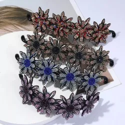 Bloemen haarclip - knot maker - klauw - met sprankelende strass steentjesHaarspelden