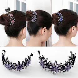 Bloemen haarclip - knot maker - klauw - met sprankelende strass steentjesHaarspelden