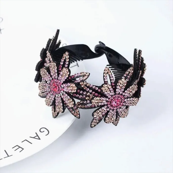 Bloemen haarclip - knot maker - klauw - met sprankelende strass steentjesHaarspelden